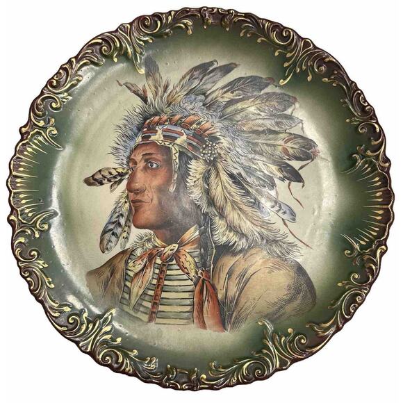 Rare 13” Haynes Baltimore Indian Chief Antique Wall Hanging Plate Stamped
